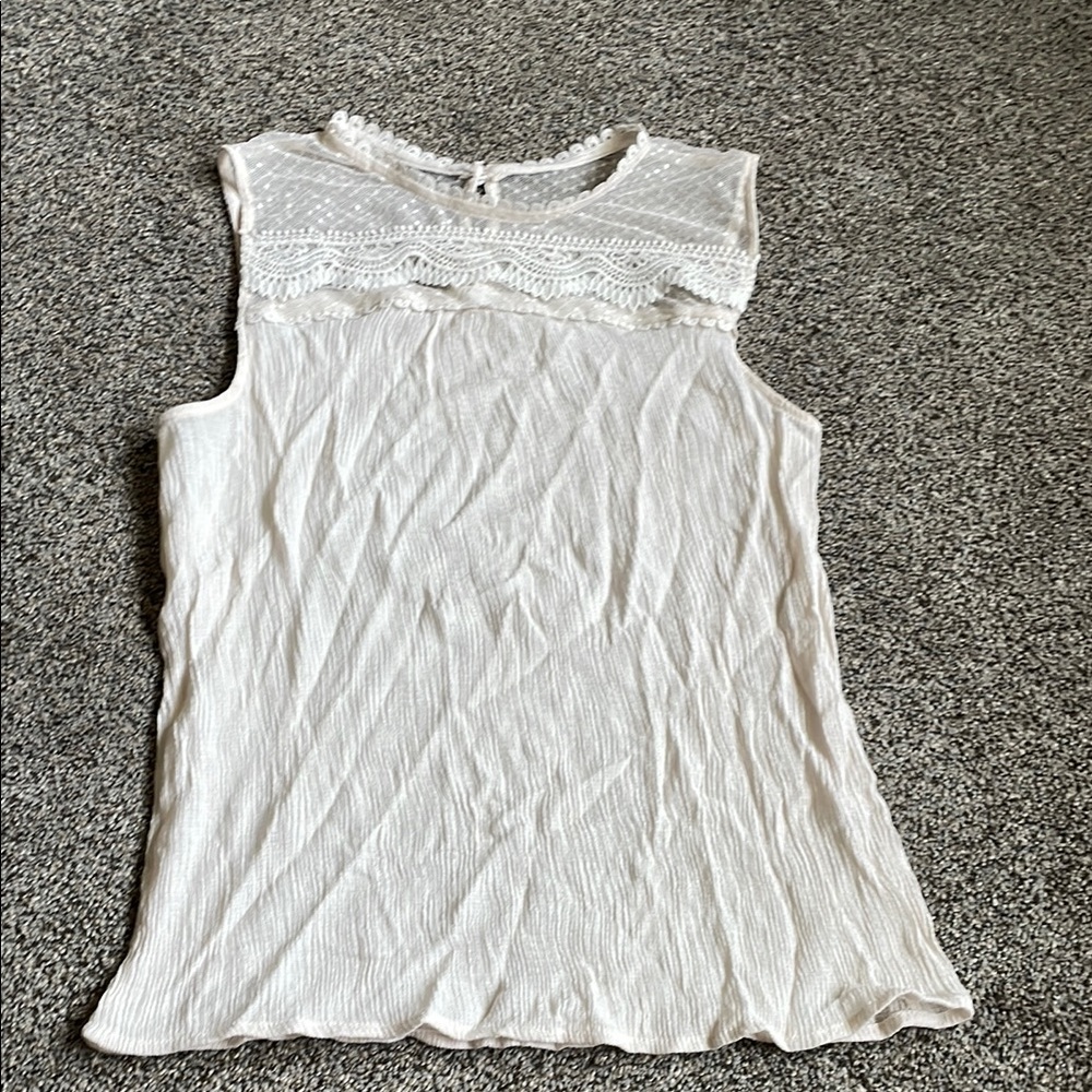 Mine White Ruffled Bib Collar Blouse
